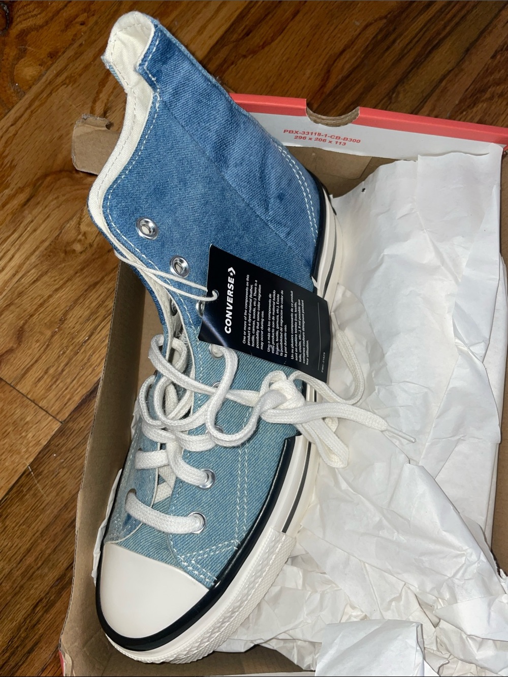 NEW Chuck 70 Plus Distressed Denim Converse Denim Patchwork High Top - 10 W 8 M - Picture 5 of 13